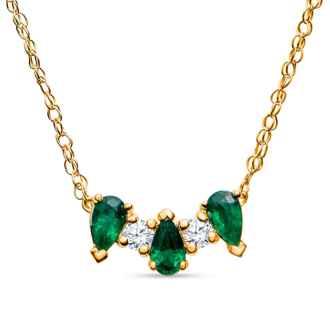 Pearshape Emerald Diamond Necklace