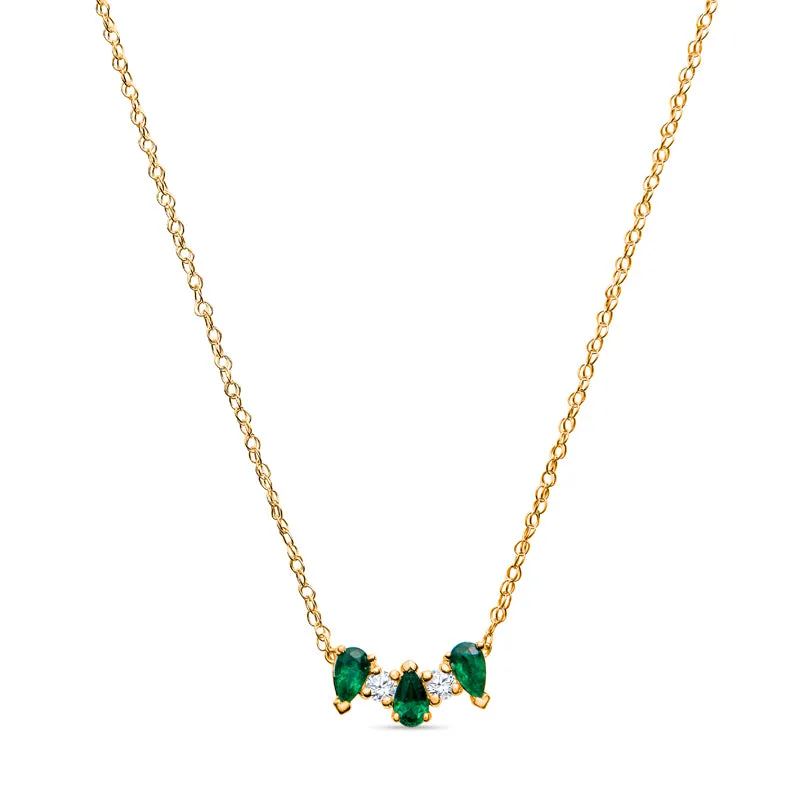 Pearshape Emerald Diamond Necklace