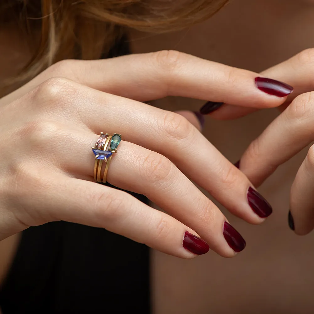 portrait-cut sapphire stacking rings