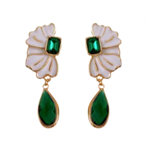 Pre Order:  Oil Dripping Flower Emerald Water Drop Earrings