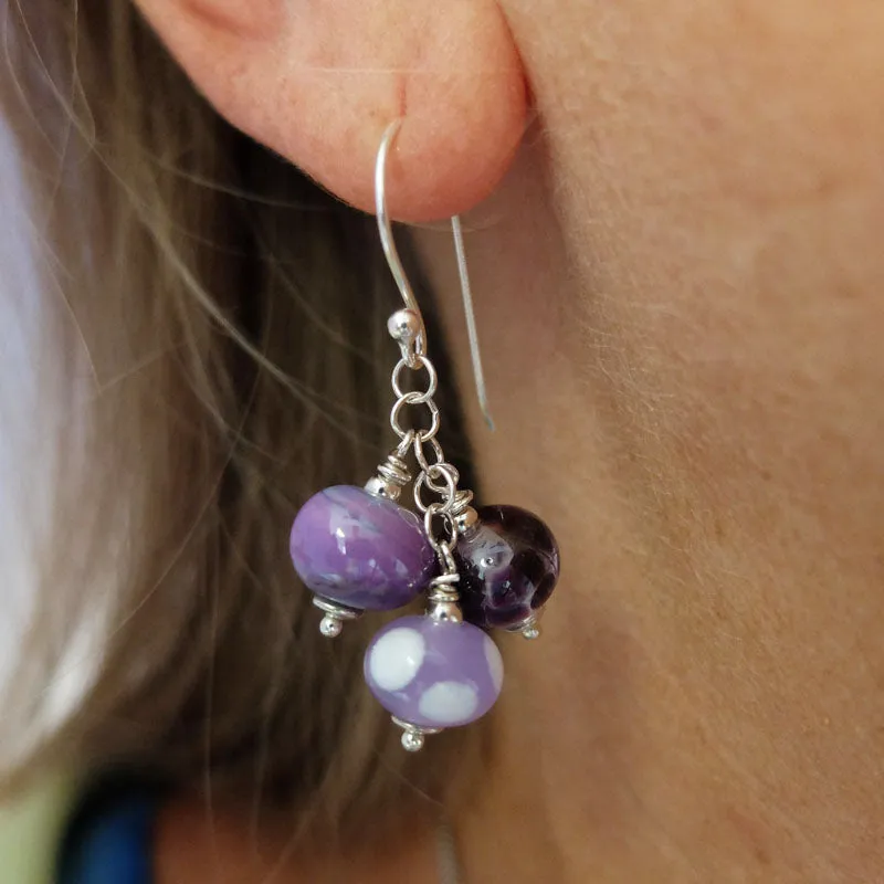 purple passion cluster earrings