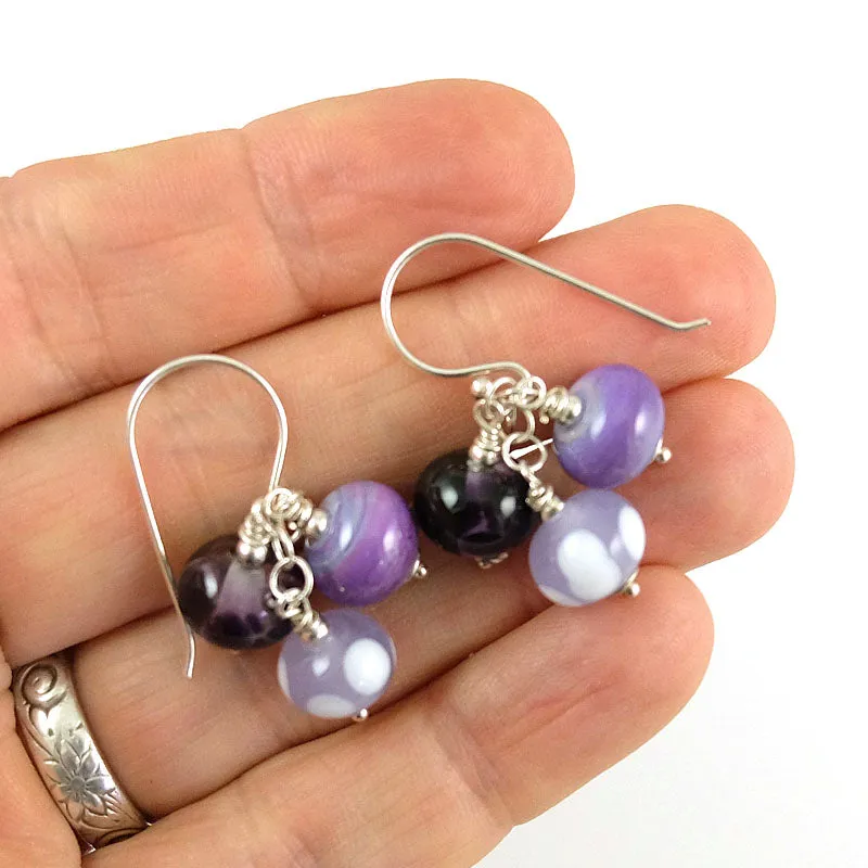 purple passion cluster earrings
