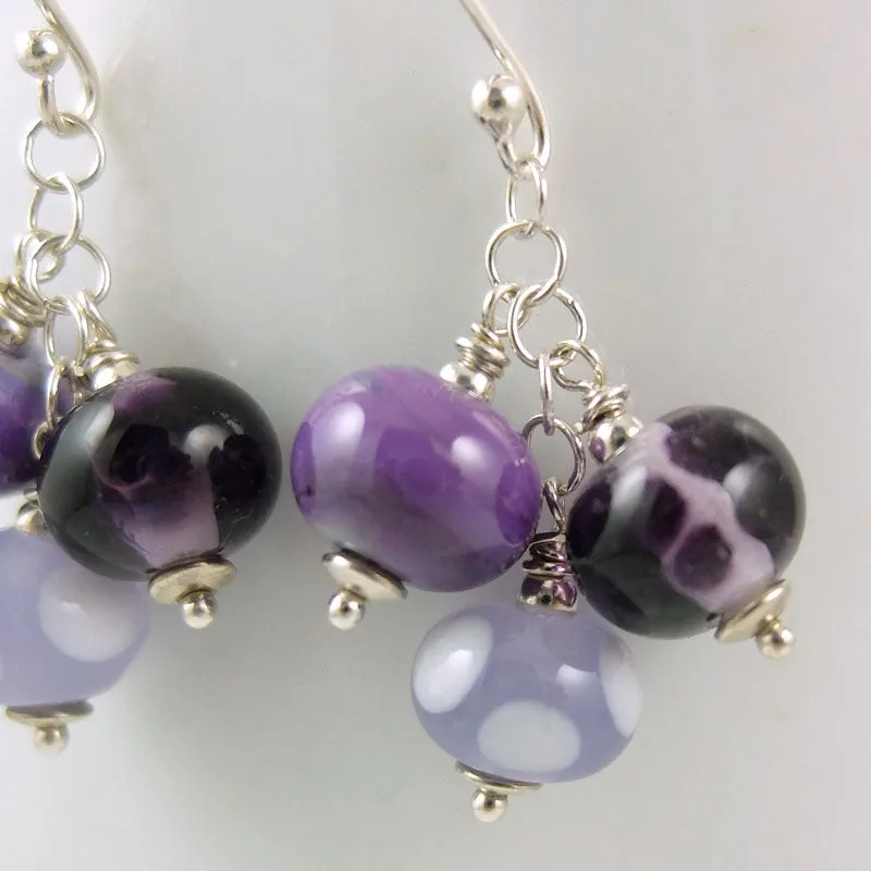 purple passion cluster earrings