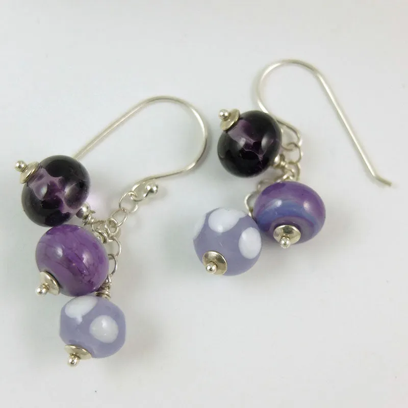 purple passion cluster earrings