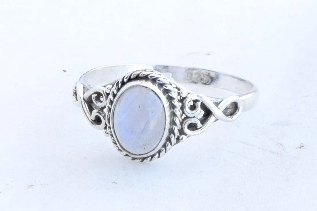 Rainbow Moonstone Ring 925 Sterling Silver Statement Ring For Women Handmade Rings Gemstone Christmas Promise Ring Size US 7 Gift For Her
