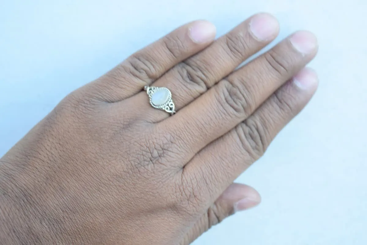 Rainbow Moonstone Ring 925 Sterling Silver Statement Ring For Women Handmade Rings Gemstone Christmas Promise Ring Size US 7 Gift For Her