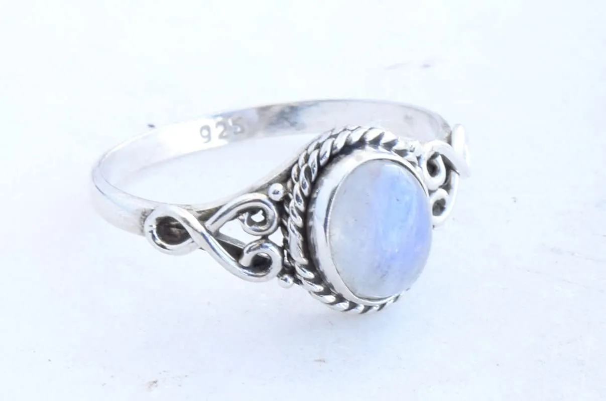 Rainbow Moonstone Ring 925 Sterling Silver Statement Ring For Women Handmade Rings Gemstone Christmas Promise Ring Size US 7 Gift For Her