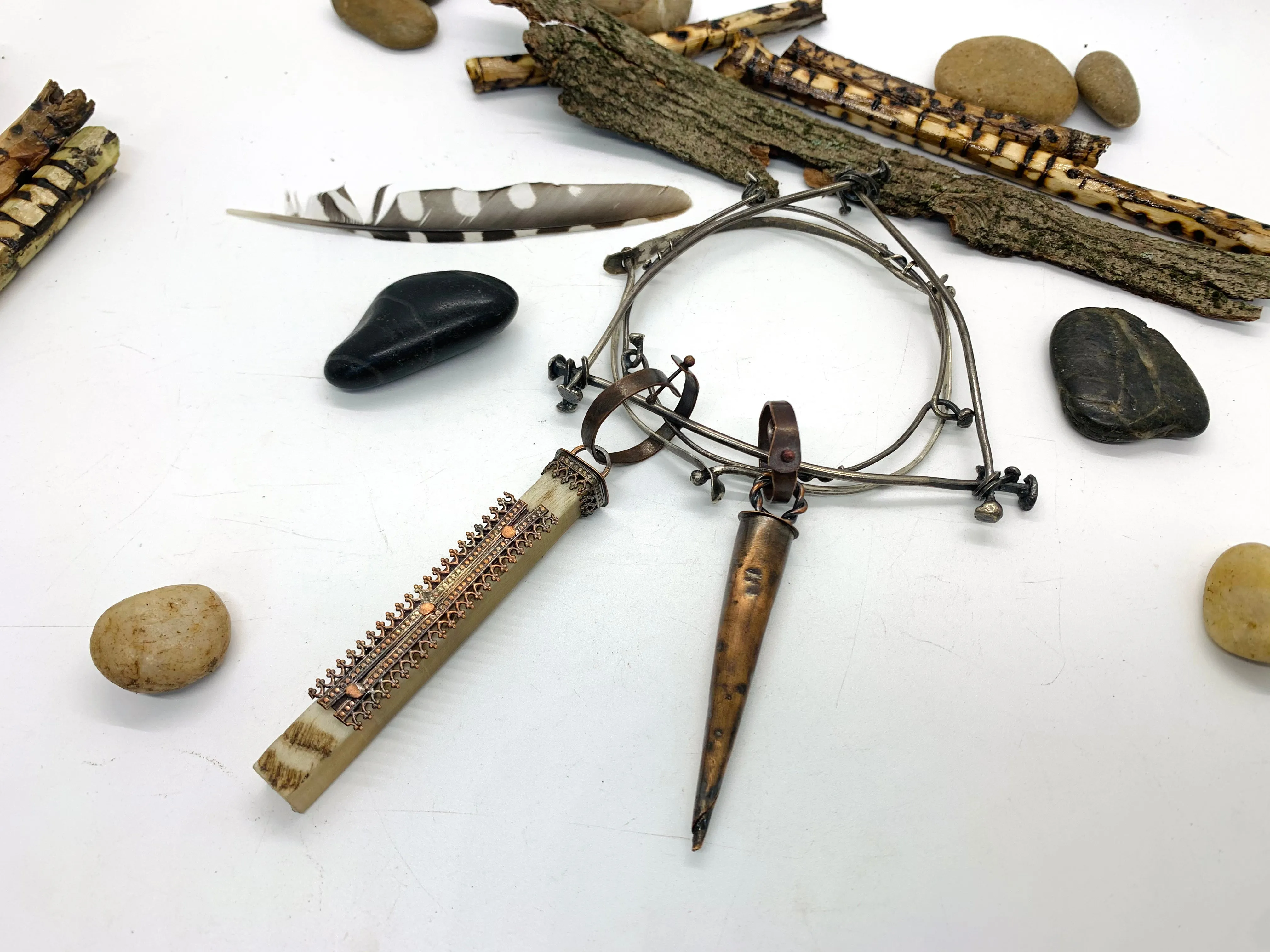 Rams Horn Silver Bronze Copper Bracelet