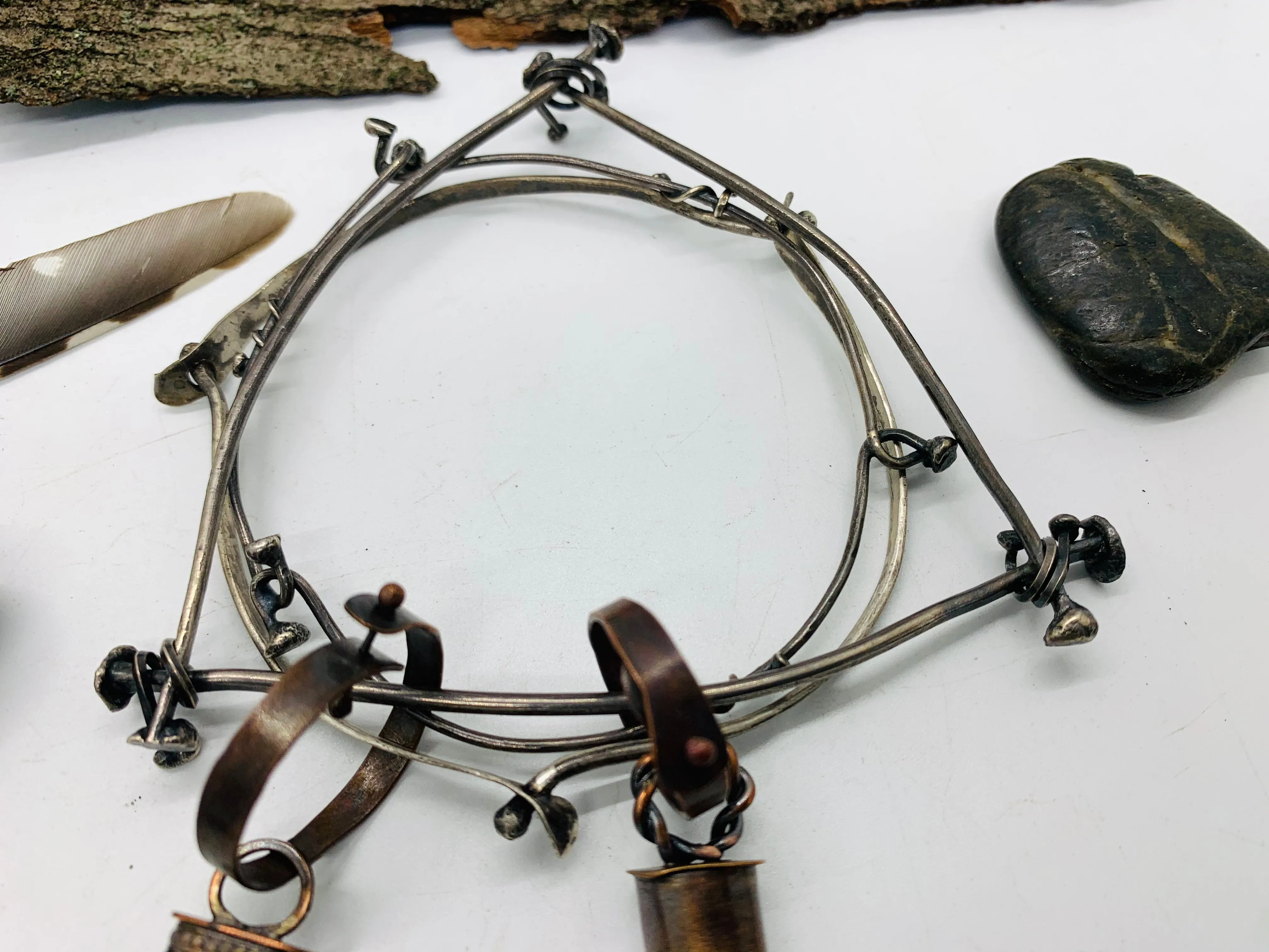 Rams Horn Silver Bronze Copper Bracelet