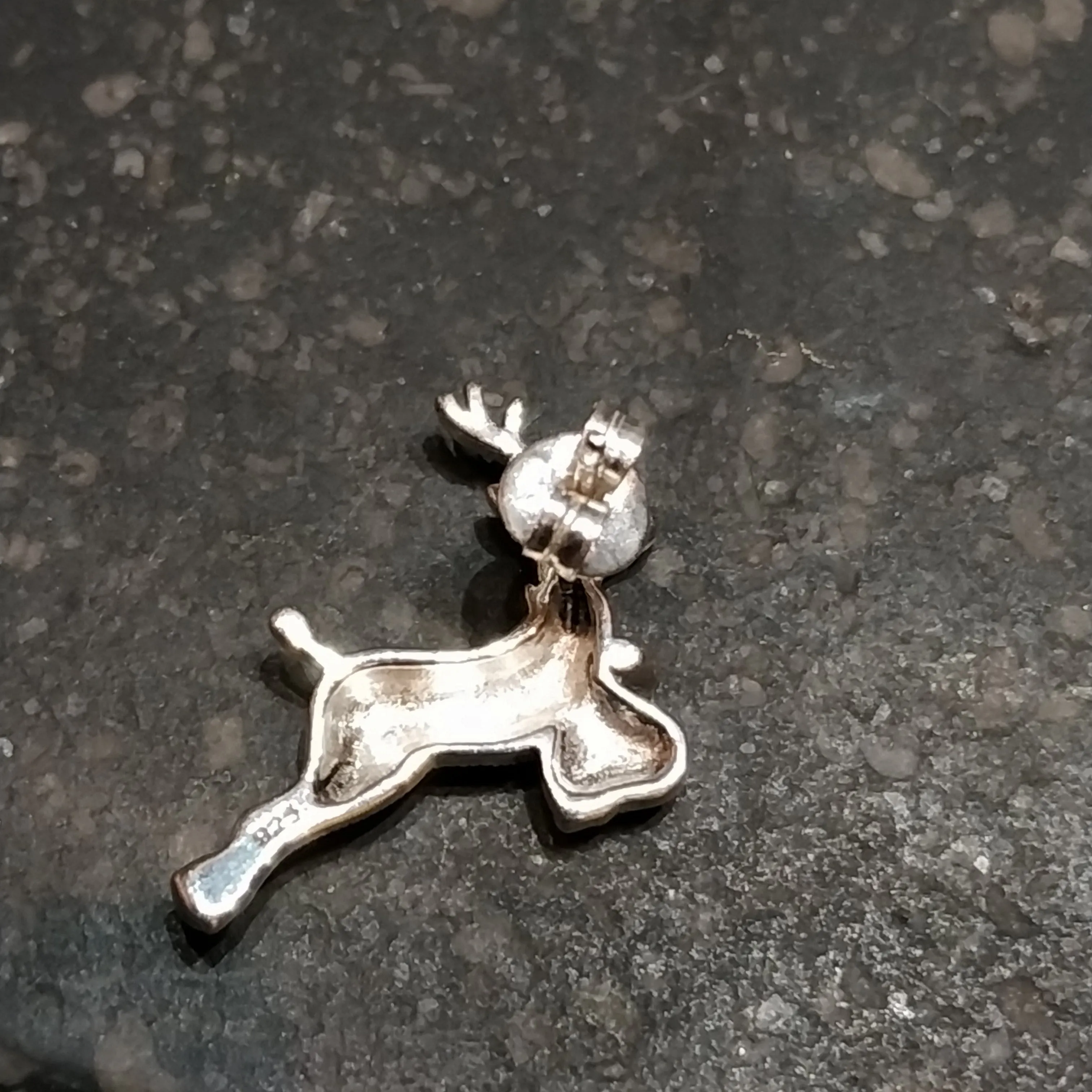 Reindeer Earrings Silver Marcasite