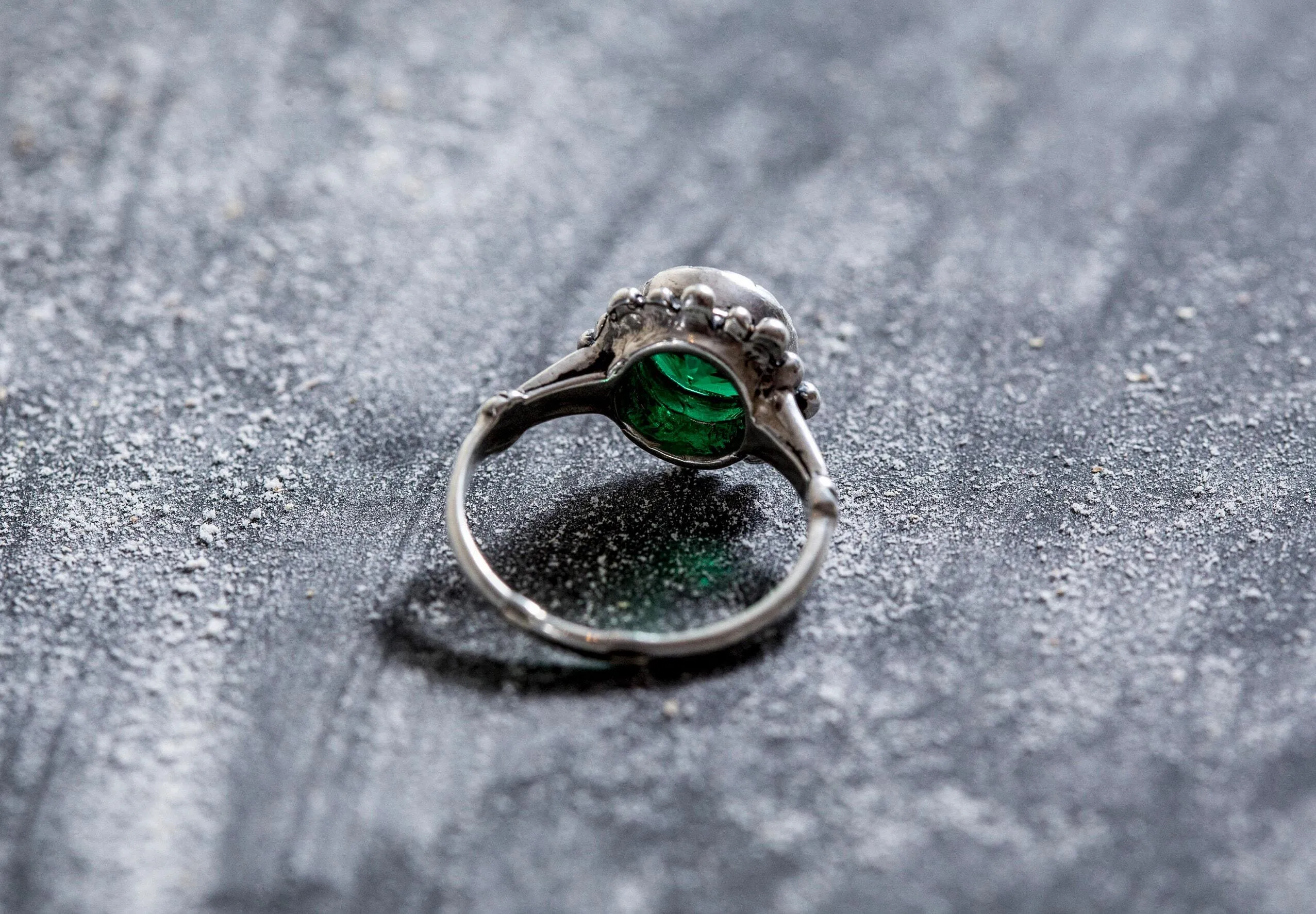 Round Emerald Ring - Vintage Emerald Ring - Green Vintage Ring