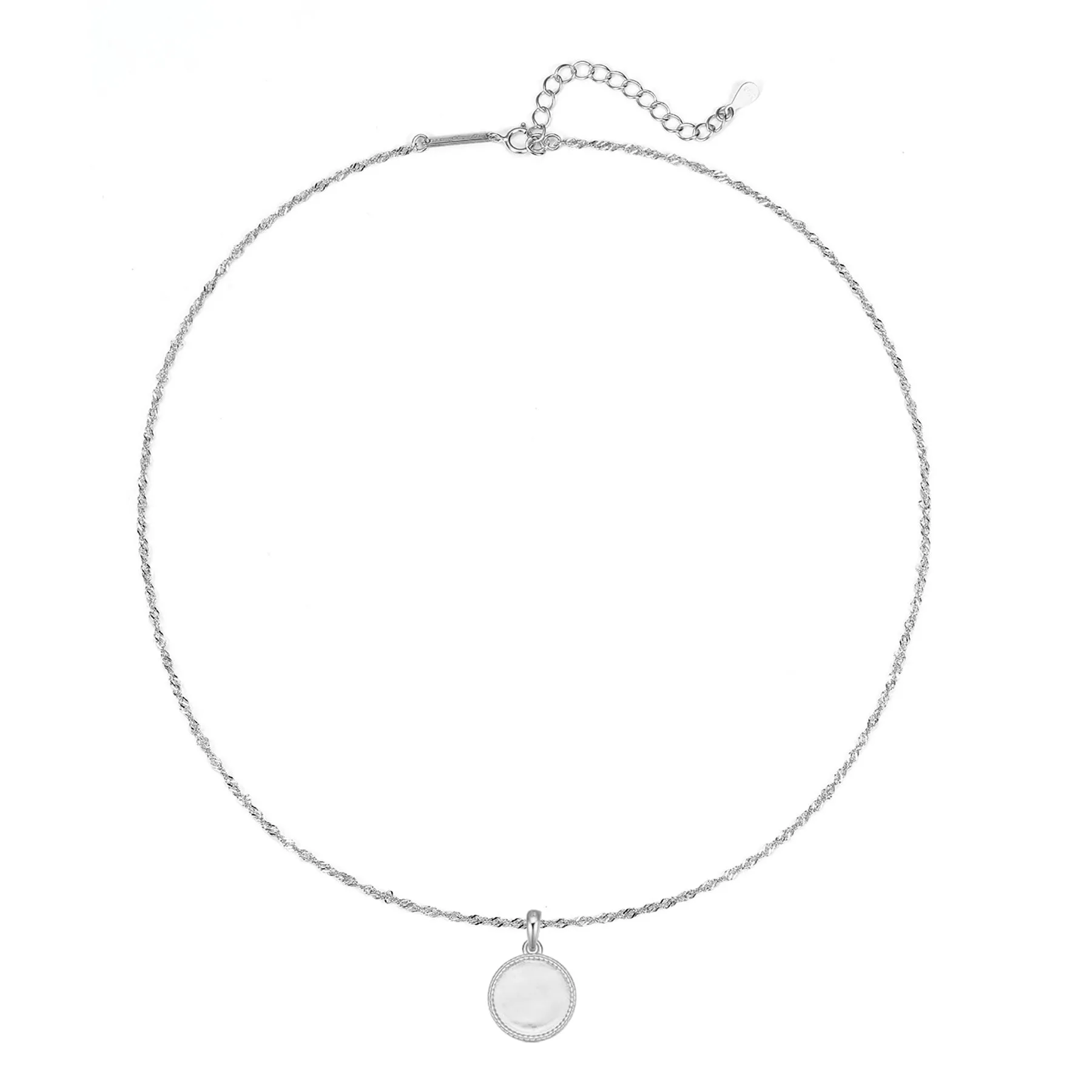 Round Rope Pendant Necklace Sterling Silver