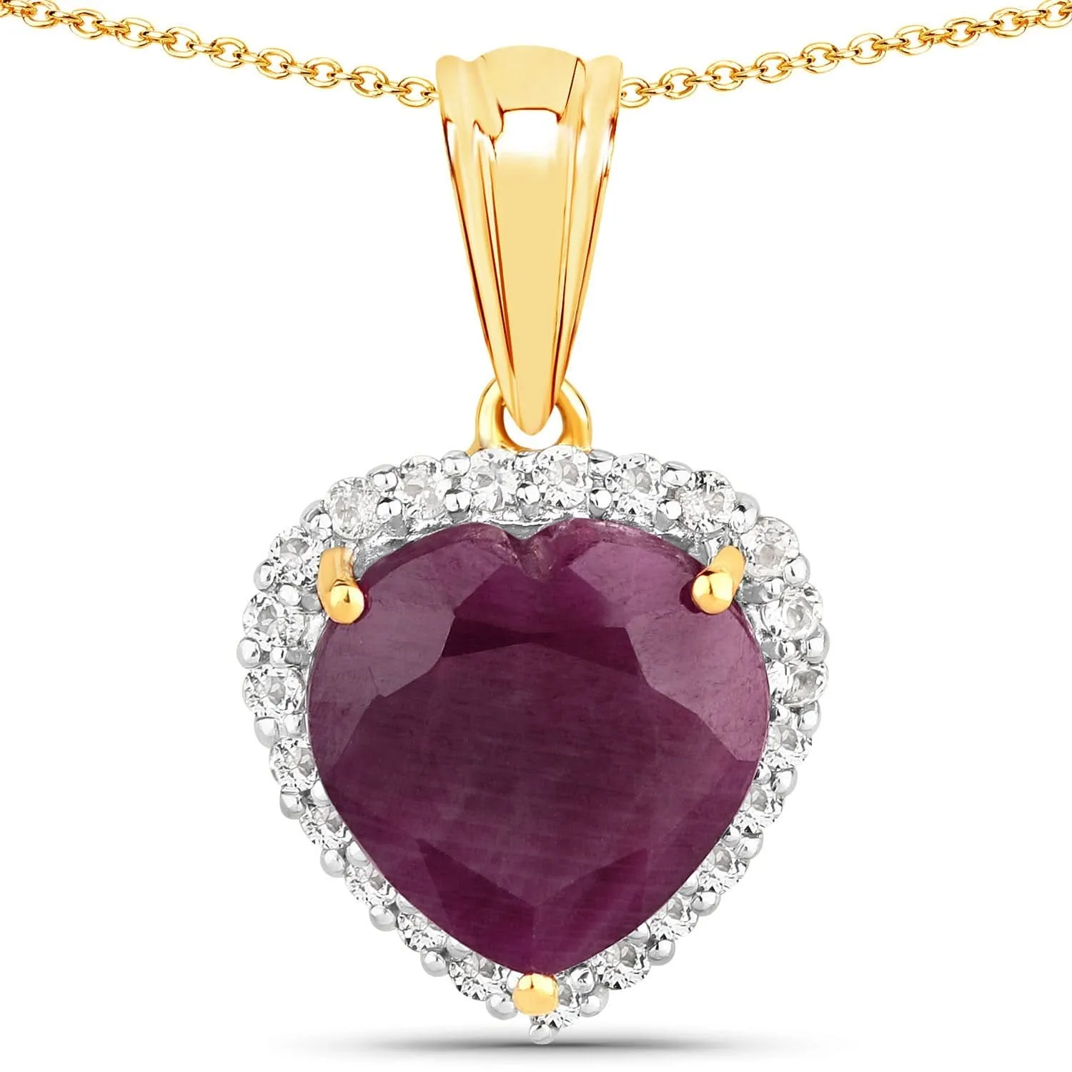 Ruby & White Topaz Sterling Silver Pendant