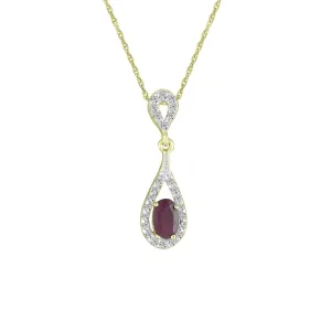 Ruby and Diamond Pendant in 10K Yellow Gold