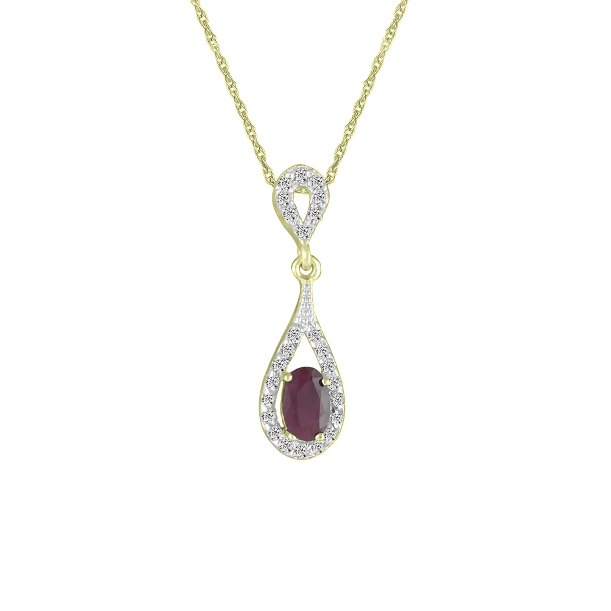 Ruby and Diamond Pendant in 10K Yellow Gold