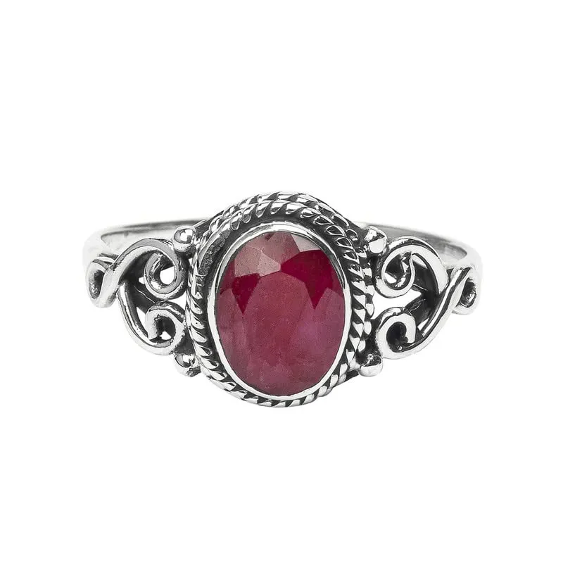 Ruby Stone Ring 925 Sterling Silver Statement Ring For Women Handmade Rings Gemstone Christmas Promise Ring Size US 10 Gift For Her