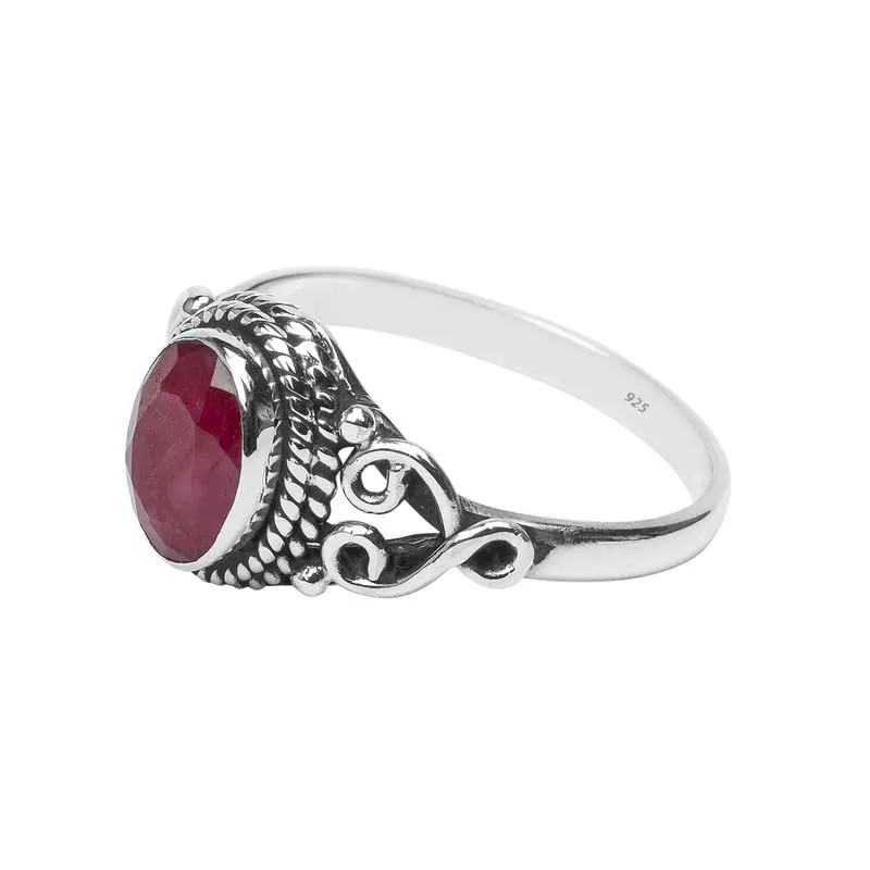 Ruby Stone Ring 925 Sterling Silver Statement Ring For Women Handmade Rings Gemstone Christmas Promise Ring Size US 10 Gift For Her