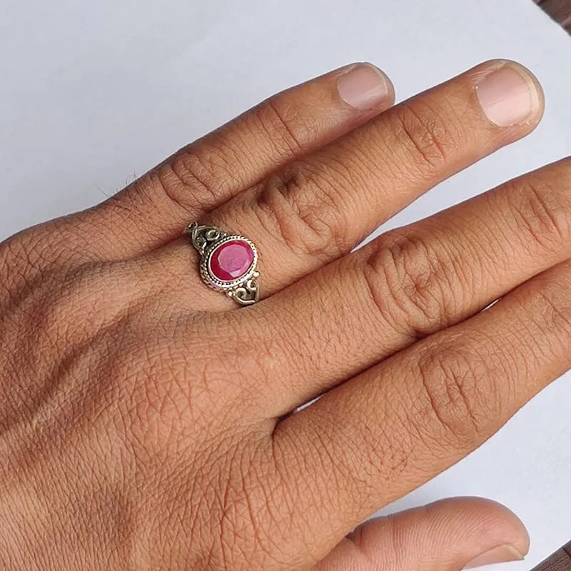 Ruby Stone Ring 925 Sterling Silver Statement Ring For Women Handmade Rings Gemstone Christmas Promise Ring Size US 10 Gift For Her