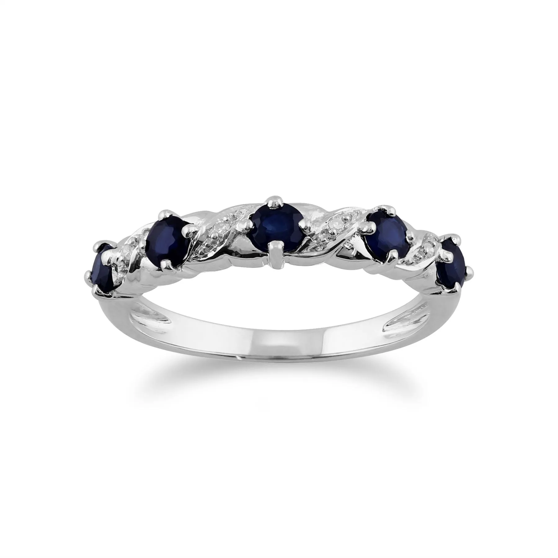 Saphir & Diamant Halber Ewigkeitsring in 9ct Weiß Gold
