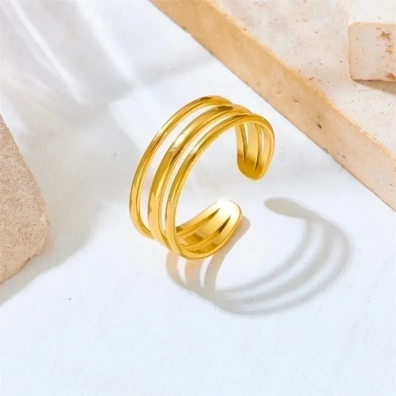 Simple Style Circle Titanium Steel Inlay Rhinestones Open Rings