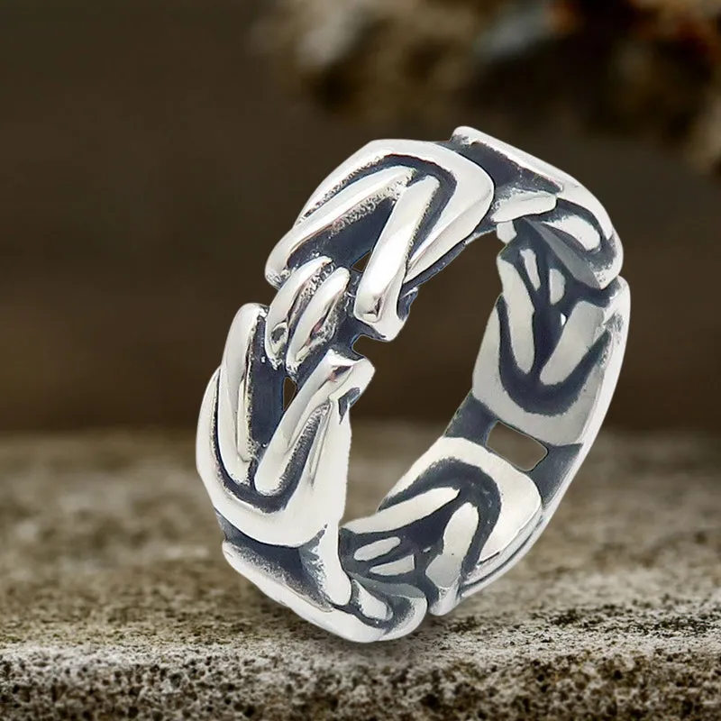 Simple V-shaped Emperor Chain Couple Stainless Steel Ring