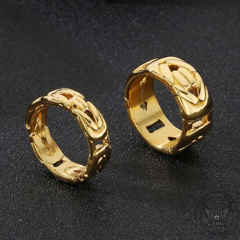 Simple V-shaped Emperor Chain Couple Stainless Steel Ring