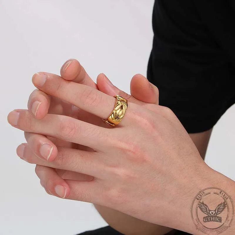 Simple V-shaped Emperor Chain Couple Stainless Steel Ring