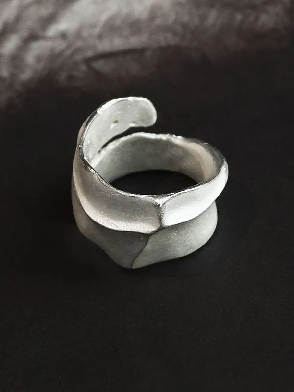 Solid Color Textured Creases Design Sense Rings Accessories
