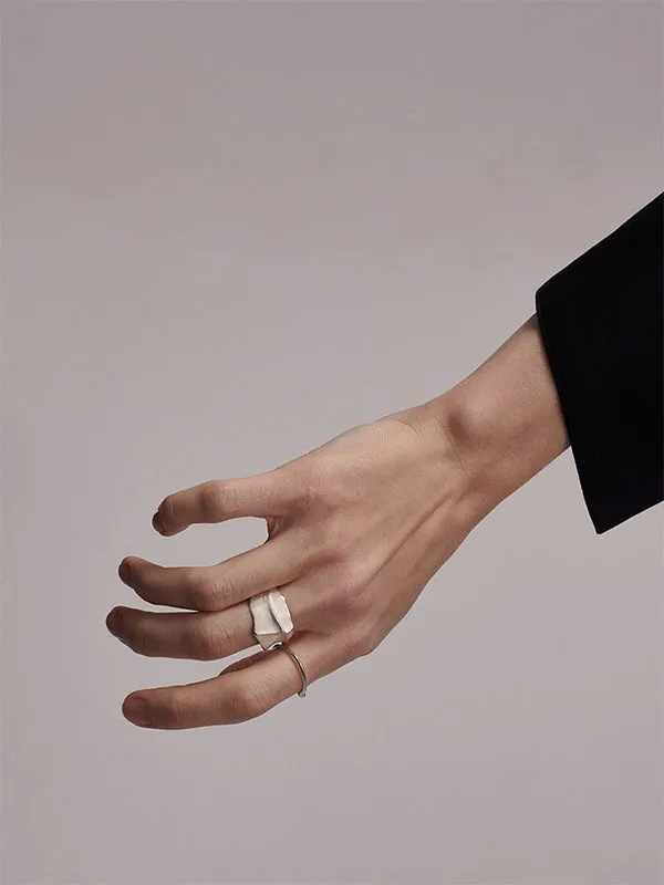 Solid Color Textured Creases Design Sense Rings Accessories