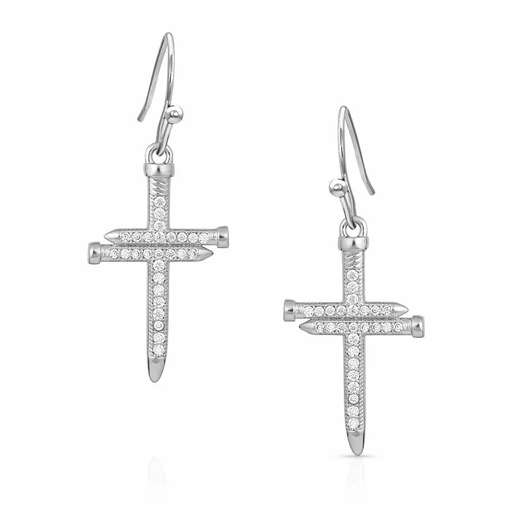 Sparkling Nail Cross Earrings By Montana Silversmiths ER4912