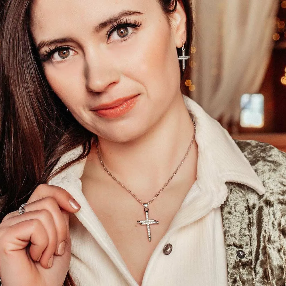 Sparkling Nail Cross Earrings By Montana Silversmiths ER4912