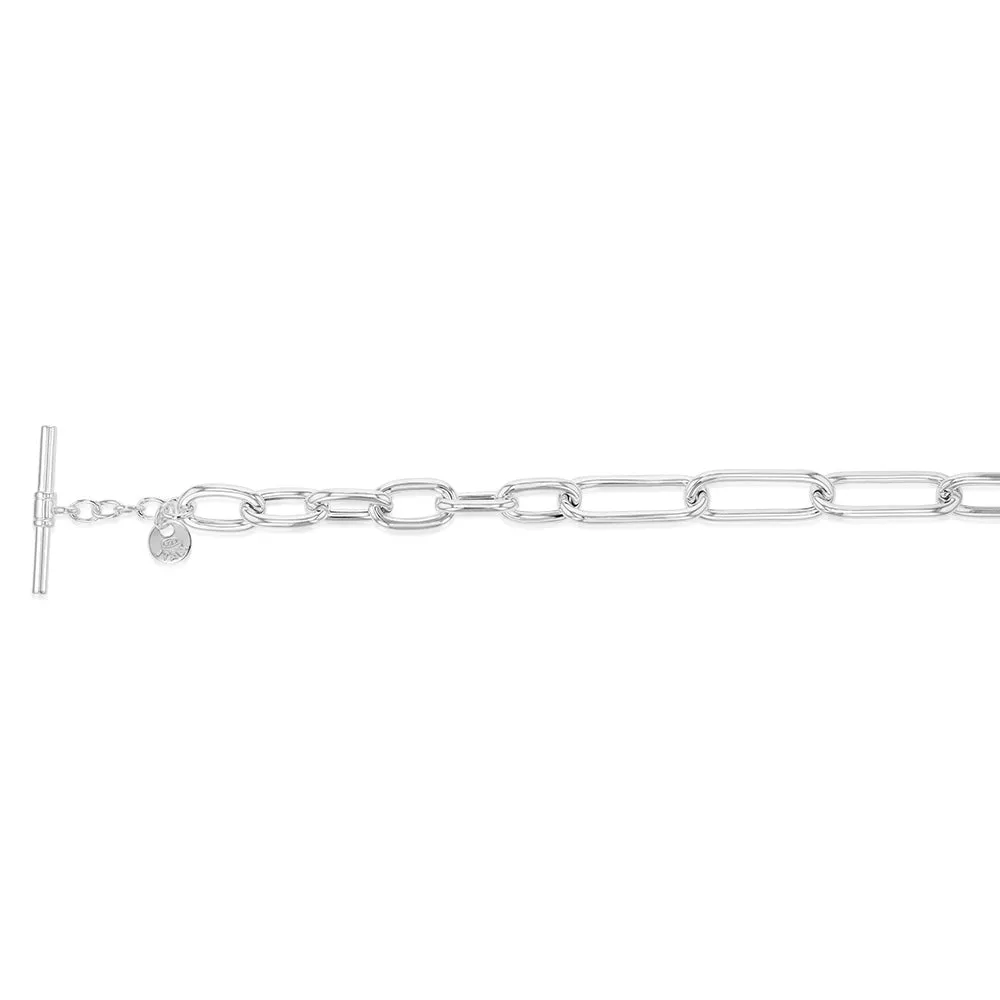 Sterling Silver Belcher Links T Bar Clasp 19cm Bracelets