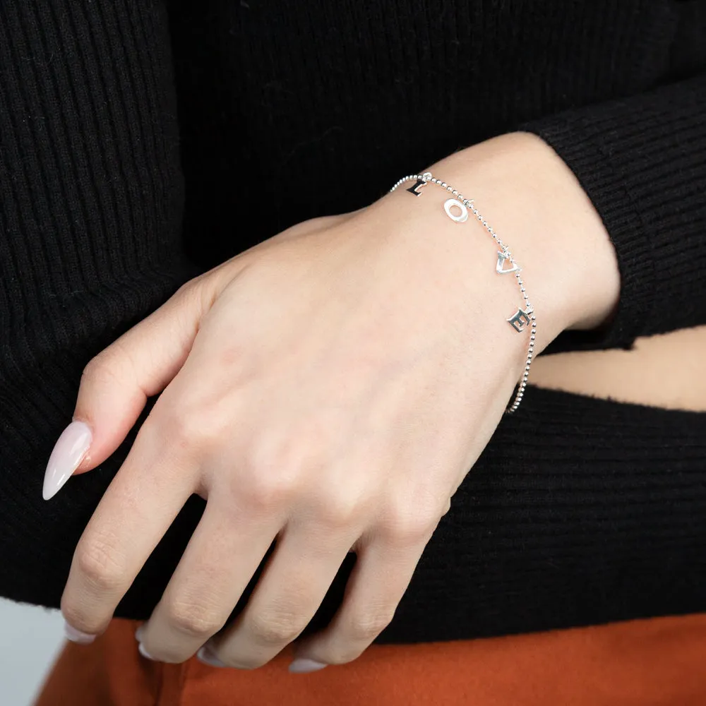 Sterling Silver Love Charm 16 3cm Bracelet
