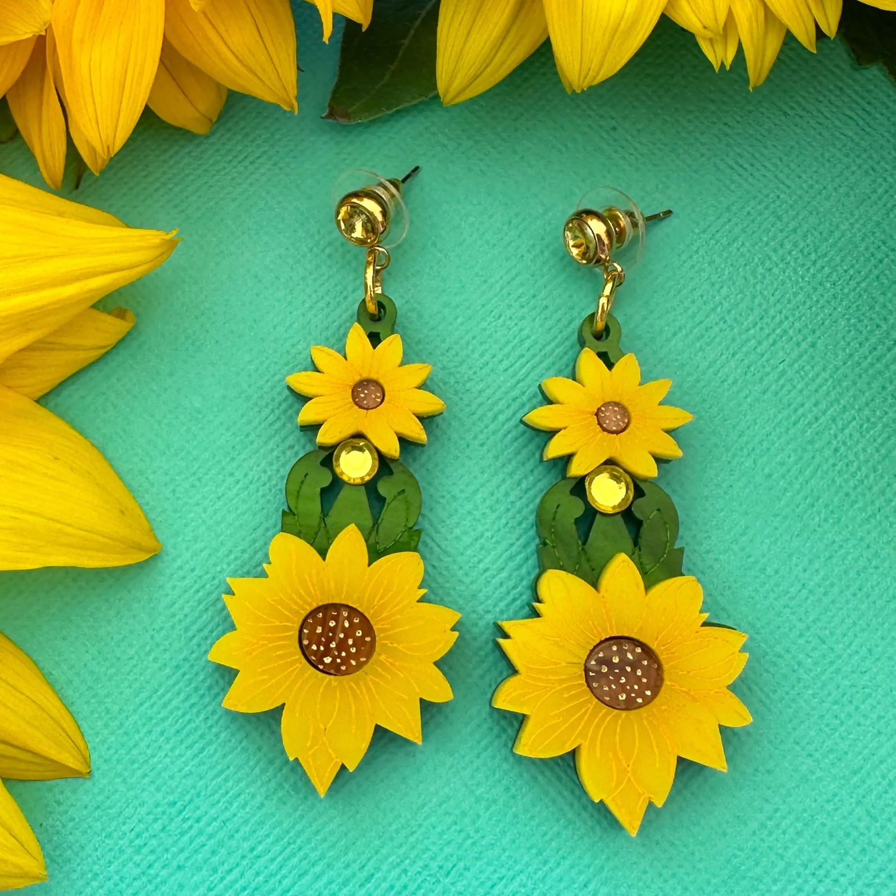 Sunflower art deco 🌻 - earrings - Set of 2