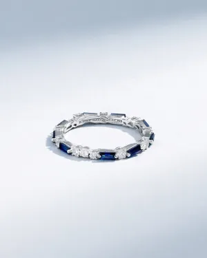 Thin Mix Dark Blue Sapphire Eternity Band