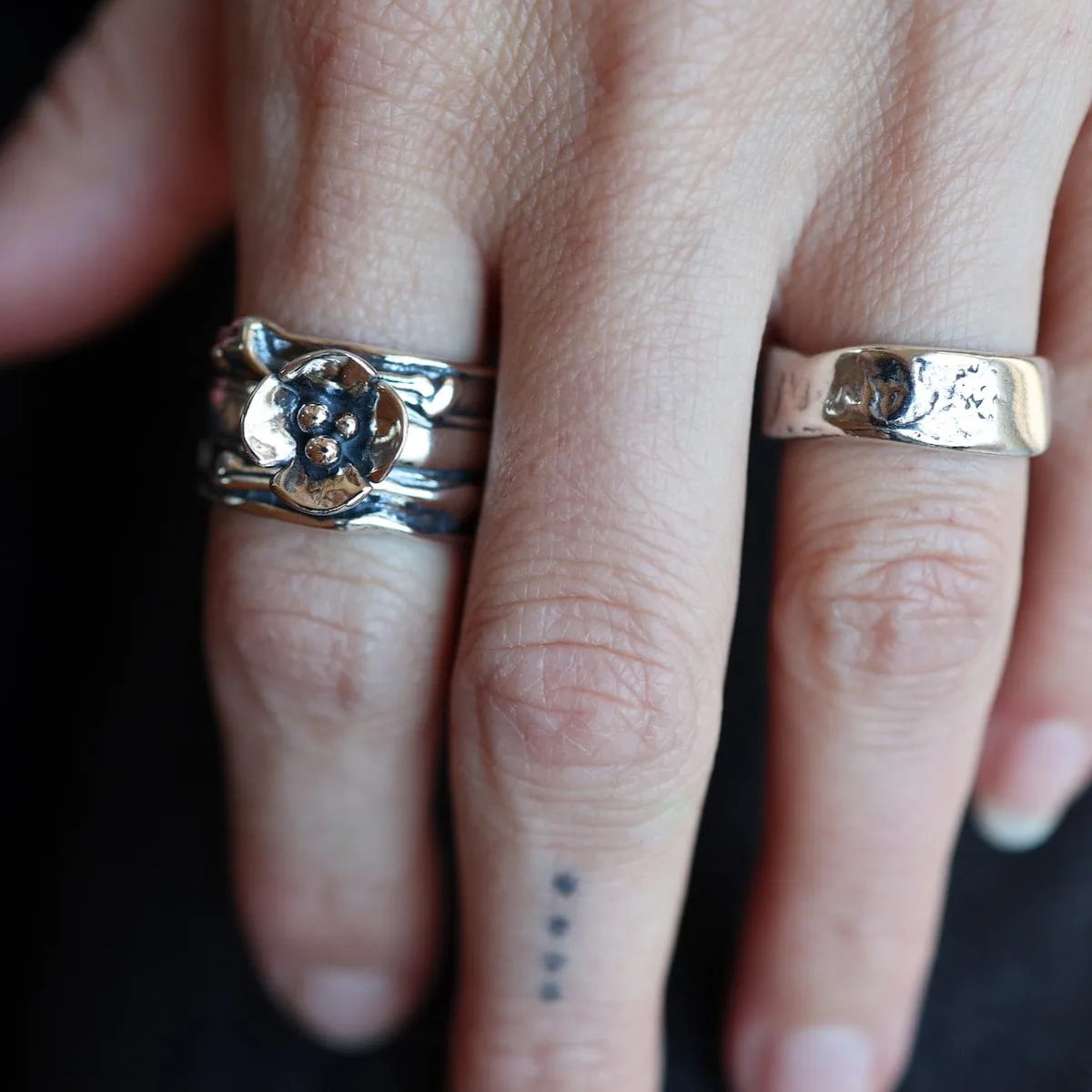 Triple "Jennifer" Vine Band with Dogwood Ring