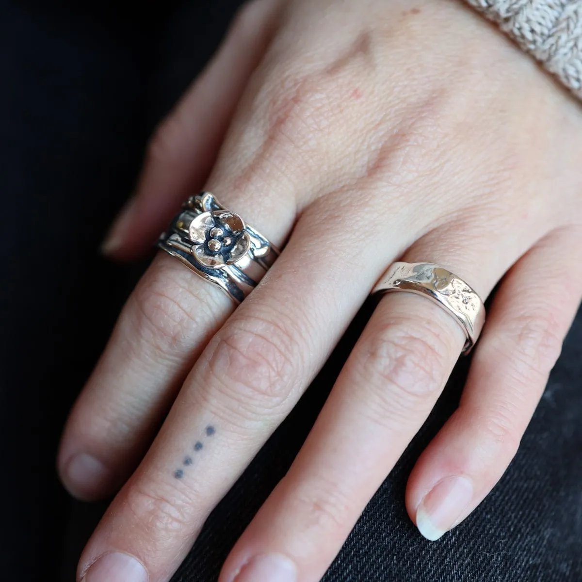 Triple "Jennifer" Vine Band with Dogwood Ring