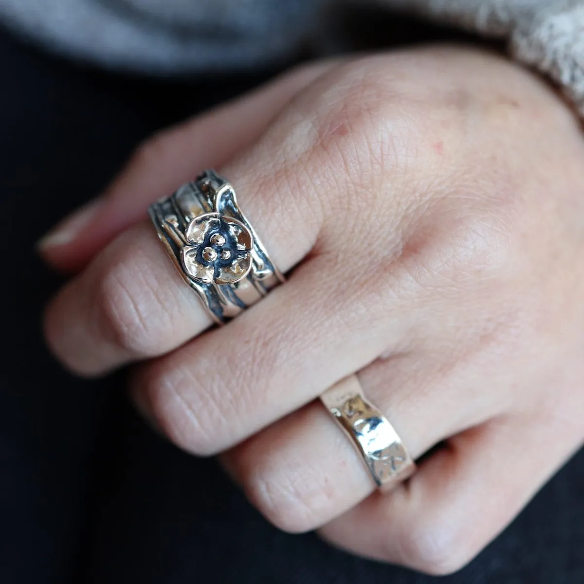 Triple "Jennifer" Vine Band with Dogwood Ring