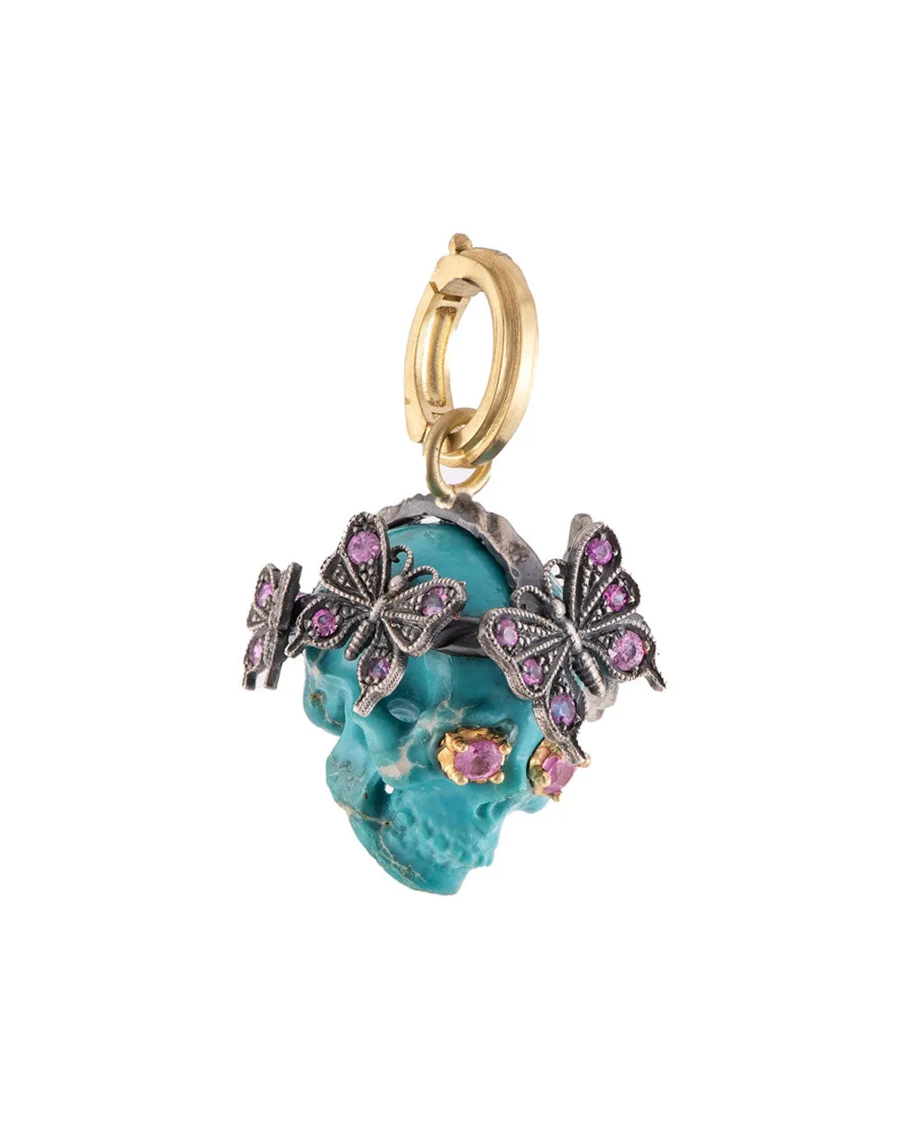 Turquoise and Ruby Kingman Skull