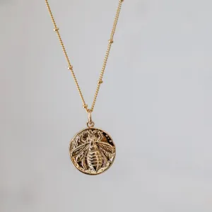 Vintage Bee Medallion Necklace