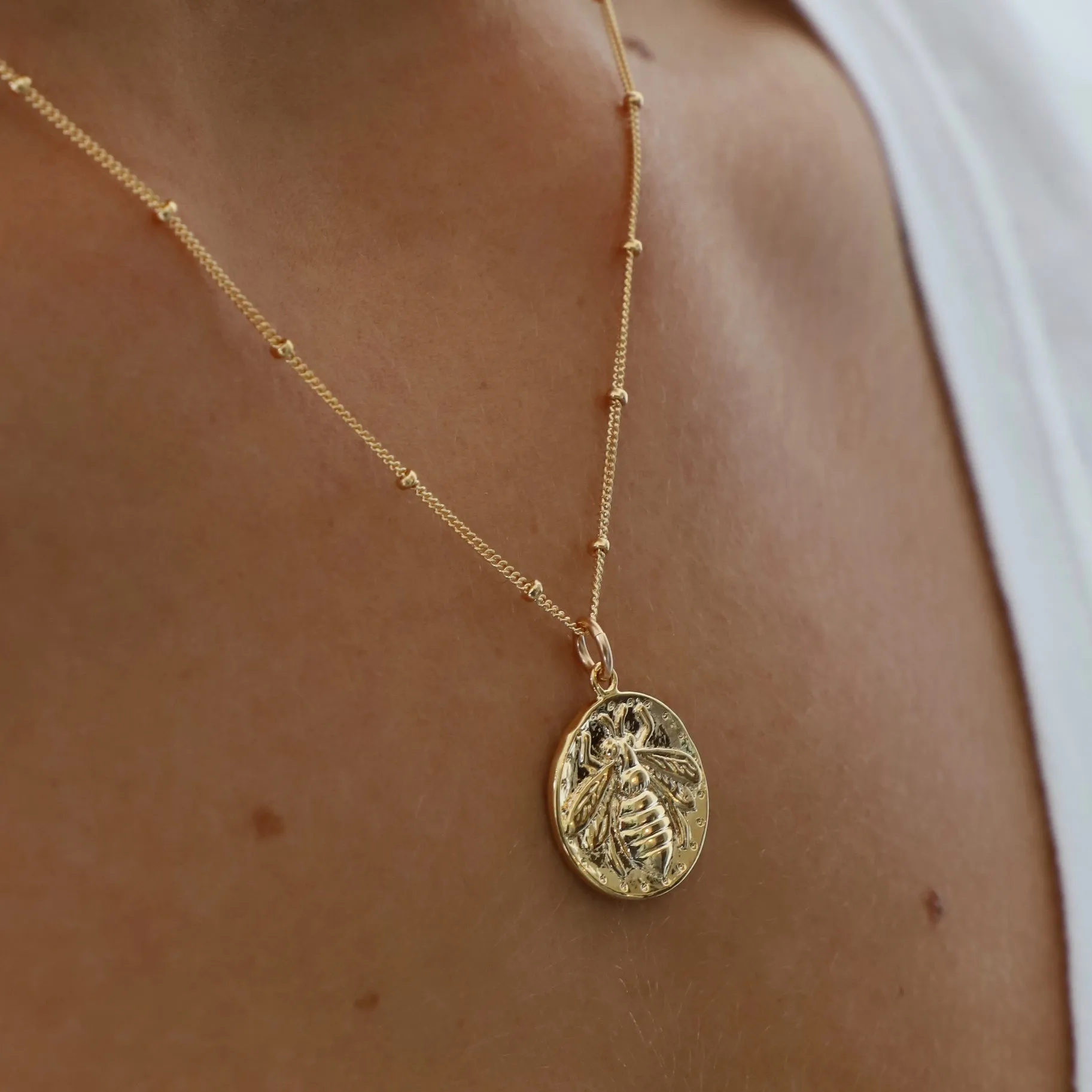 Vintage Bee Medallion Necklace
