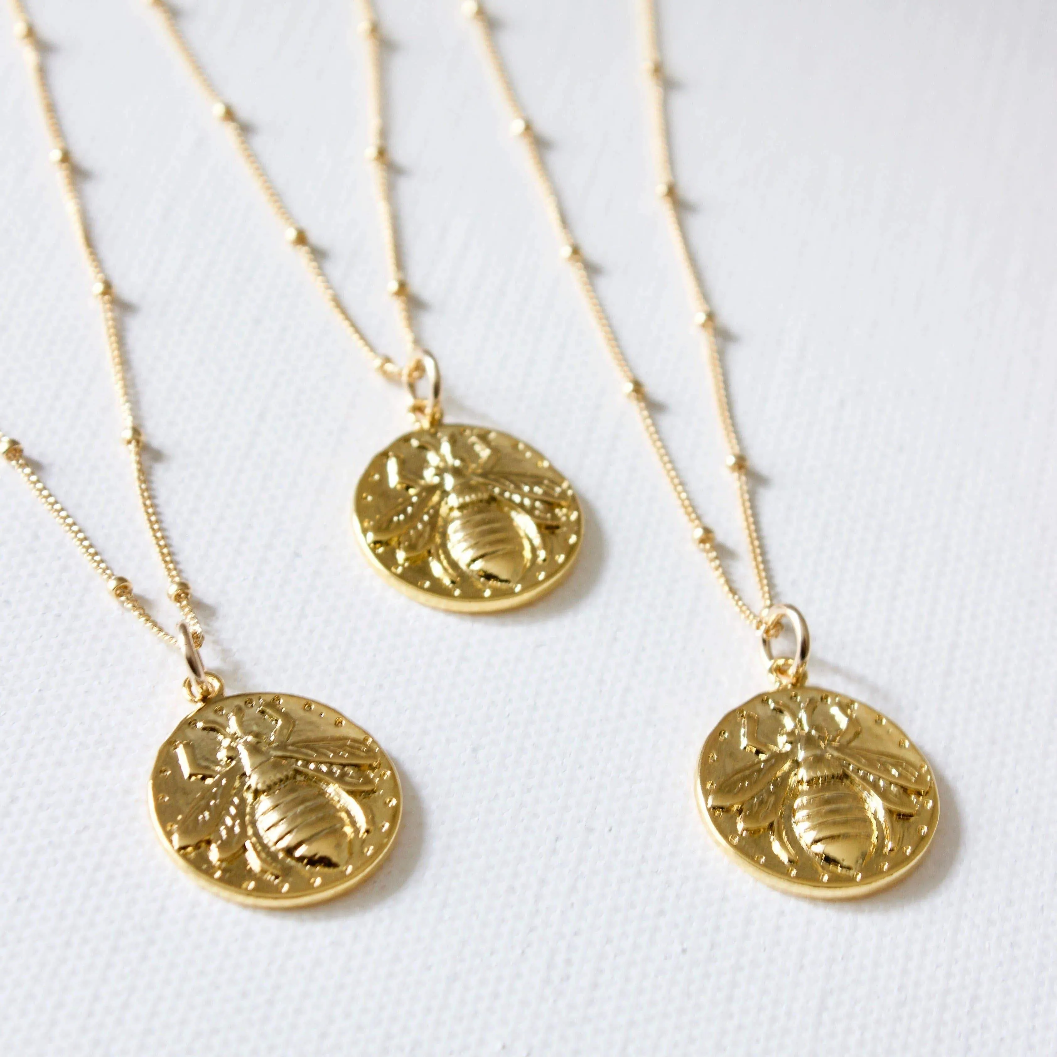 Vintage Bee Medallion Necklace