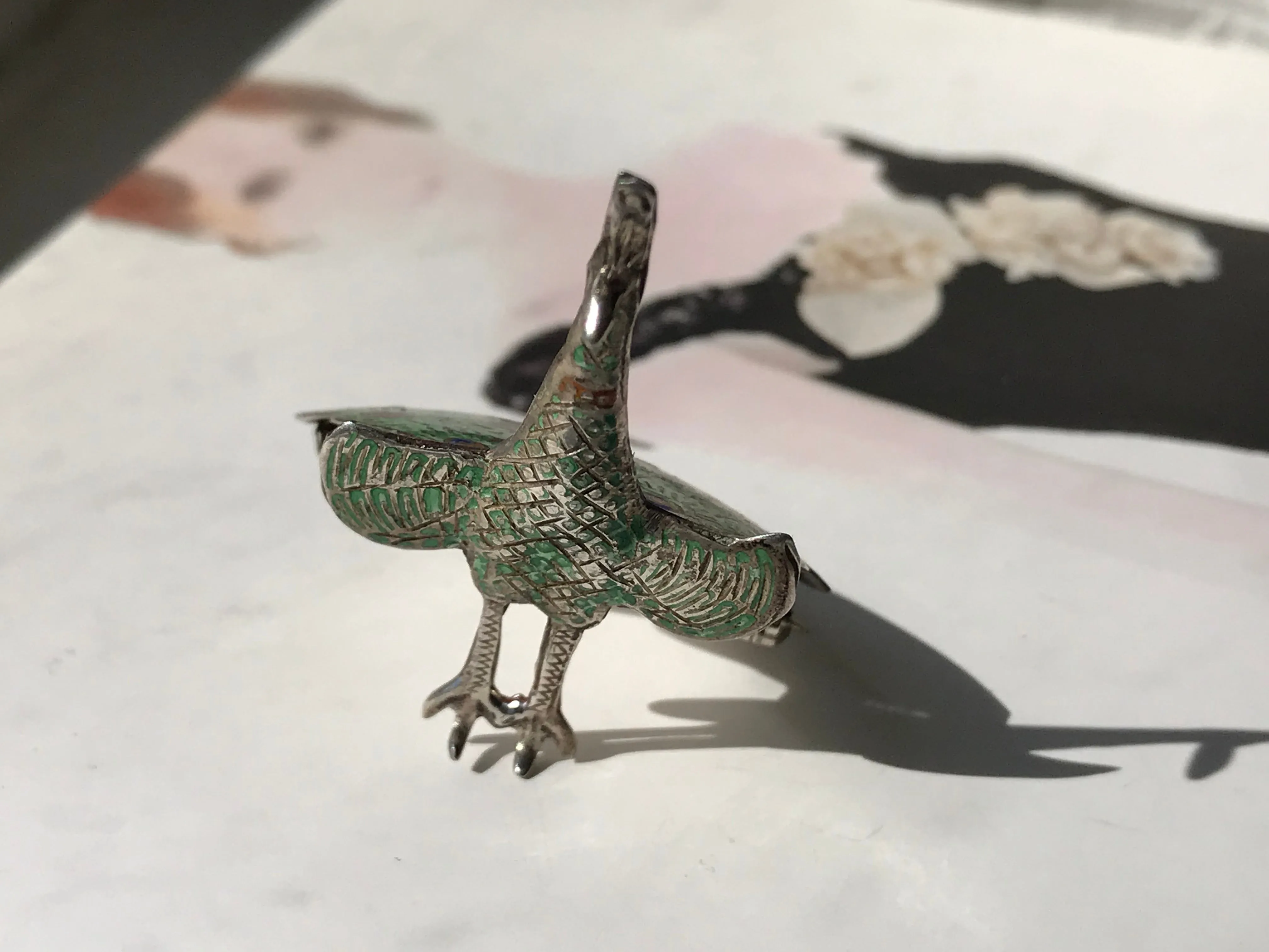 Vintage Siam Peacock Pin