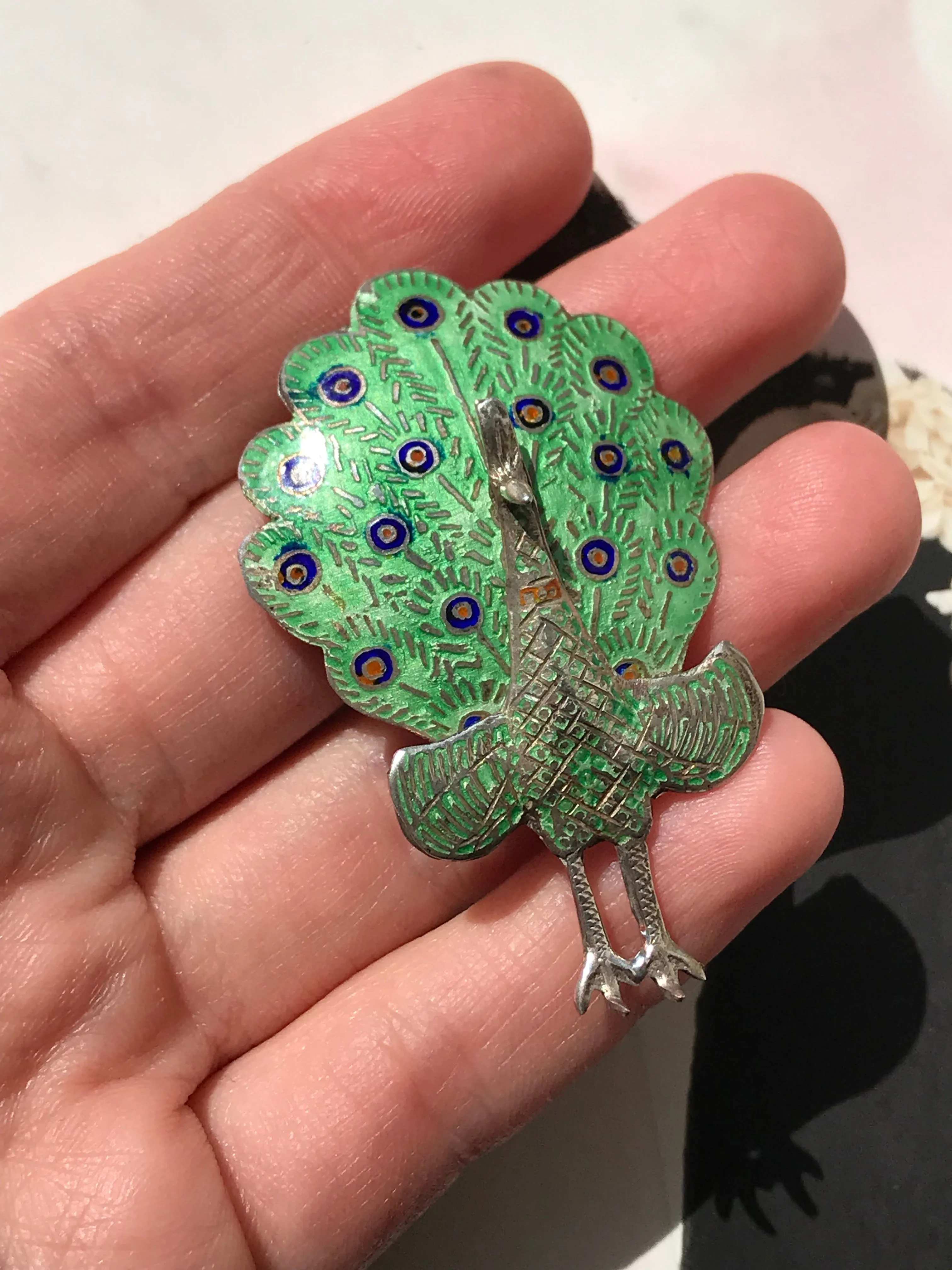 Vintage Siam Peacock Pin