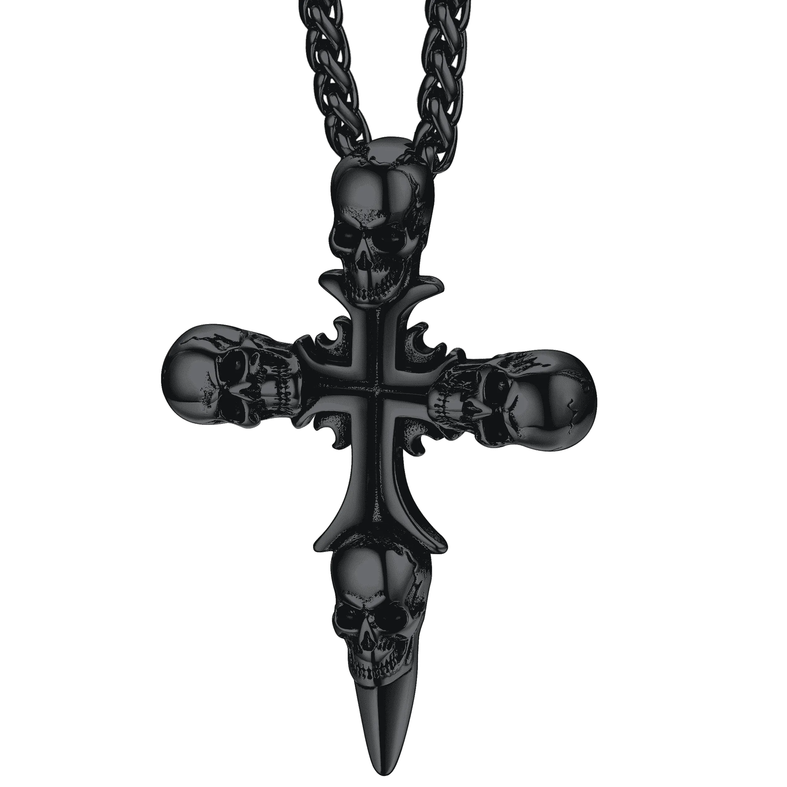 Vintage Skull Cross Necklace For Men Stainless Steel
